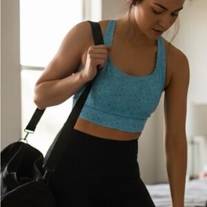 HK Blue Strappy Sports Bra with Colorful Dots gym yoga run hiking sporty casual